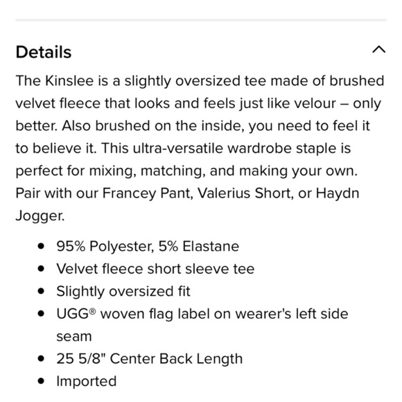 UGG Kinslee Top Velvet Fleece Oversized Short Sleeve T-shirt Retro 70s New w tag - Picture 6 of 16